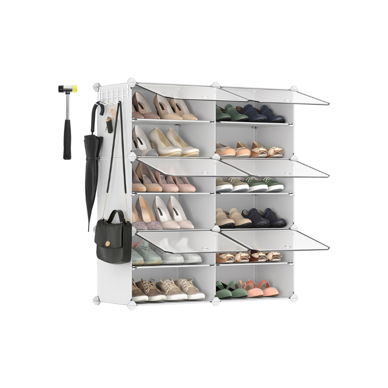 Shoe Organizer Cabinet - 6 Cubes With Doors - Holds 24 Pairs