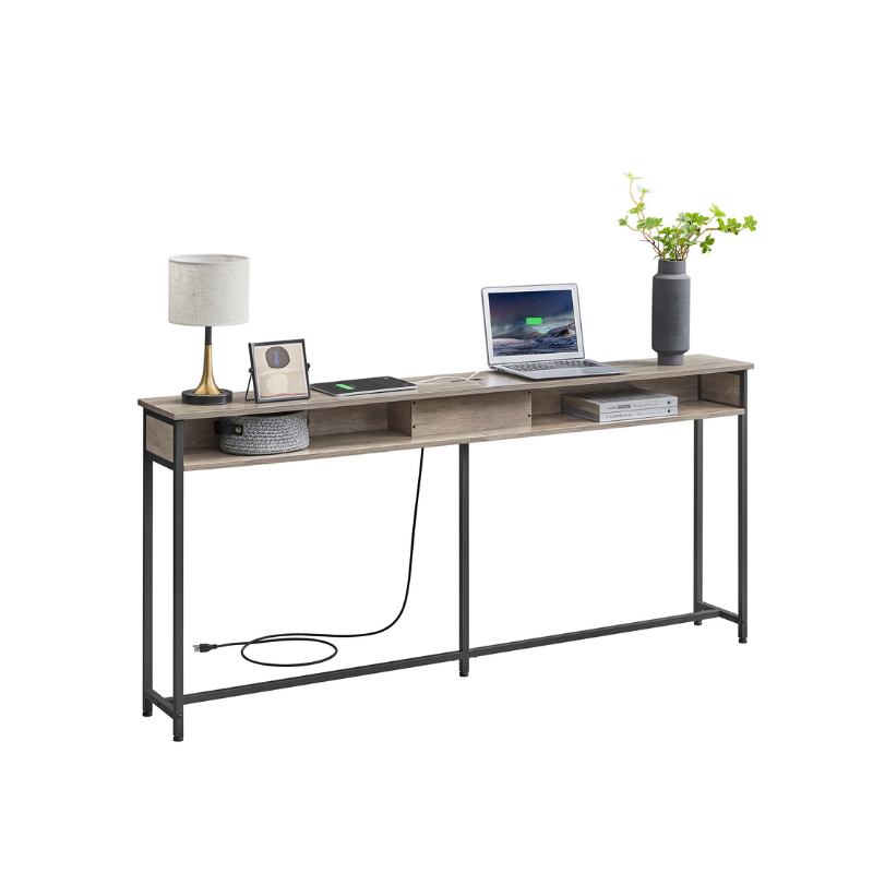 Console Table - 70 Inch - With Outlets And Shelves
