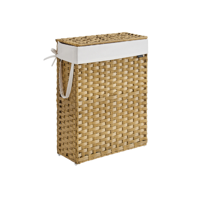 Laundry Hamper - Slim Rattan - With Lid And Handles