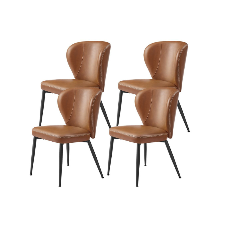 Dining Chairs Set – Padded Faux Leather Seats – Steel Legs