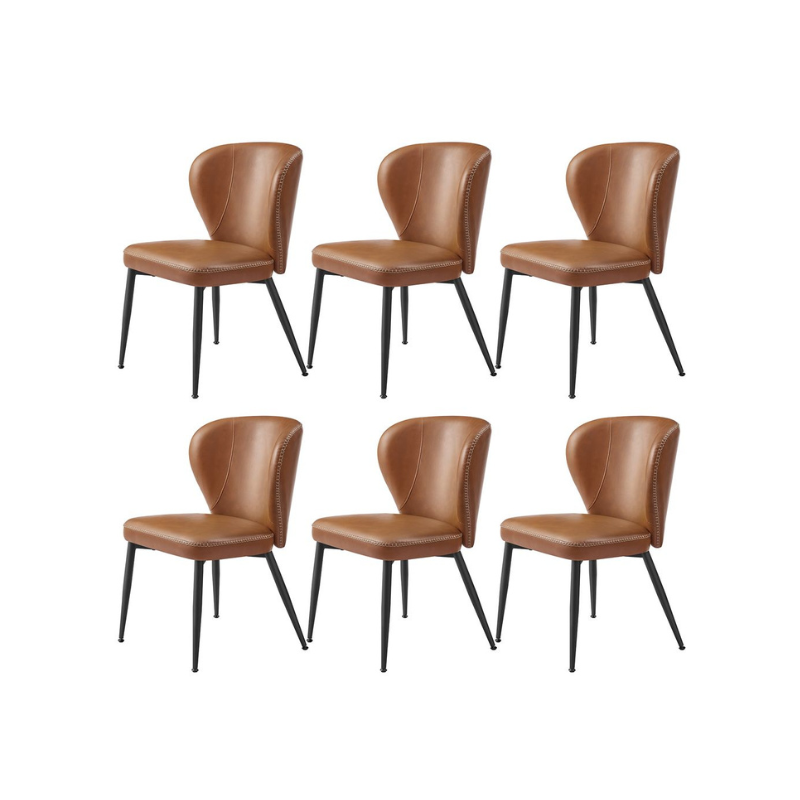 Dining Chairs Set – Padded Faux Leather Seats – Steel Legs