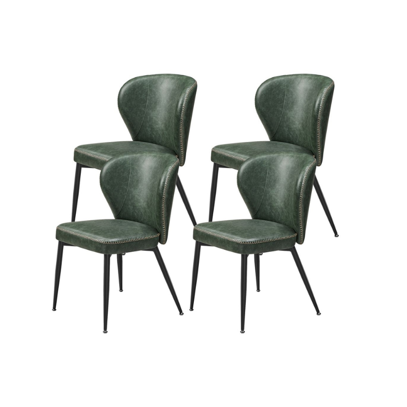 Dining Chairs Set – Padded Faux Leather Seats – Steel Legs