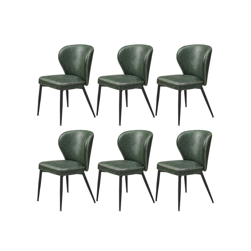 Dining Chairs Set – Padded Faux Leather Seats – Steel Legs