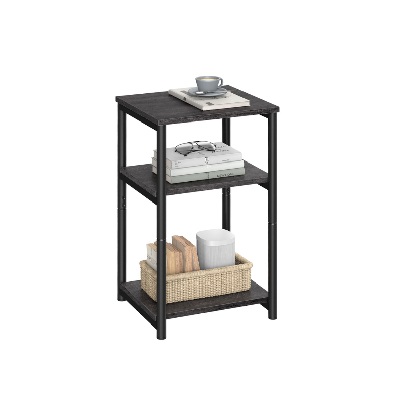 Small End Table With 3 Tiers – Industrial Design – Slim Space-Saving Table
