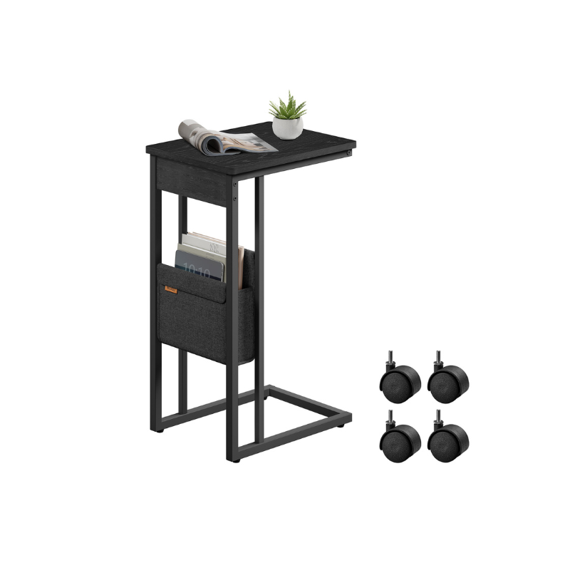 C-Shaped Side Table - With Wheels - Slim Sofa And Bed Table