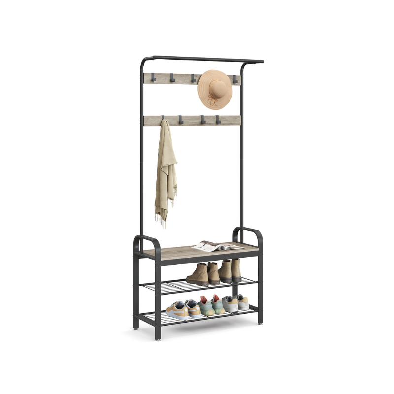 Coat Rack With Shoe Bench - Entryway Storage Organizer