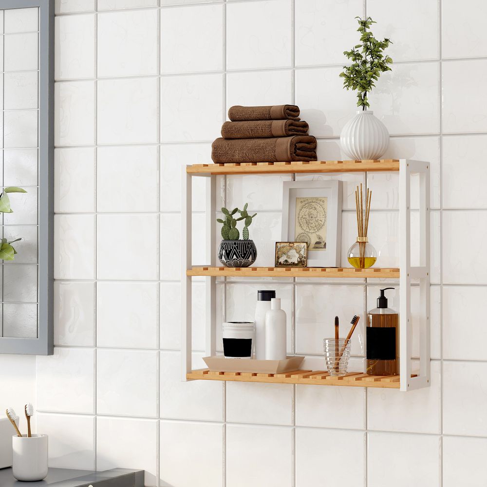 3-Tier Bamboo Bathroom Shelf – Adjustable Shelves – Wall Mount or Freestanding