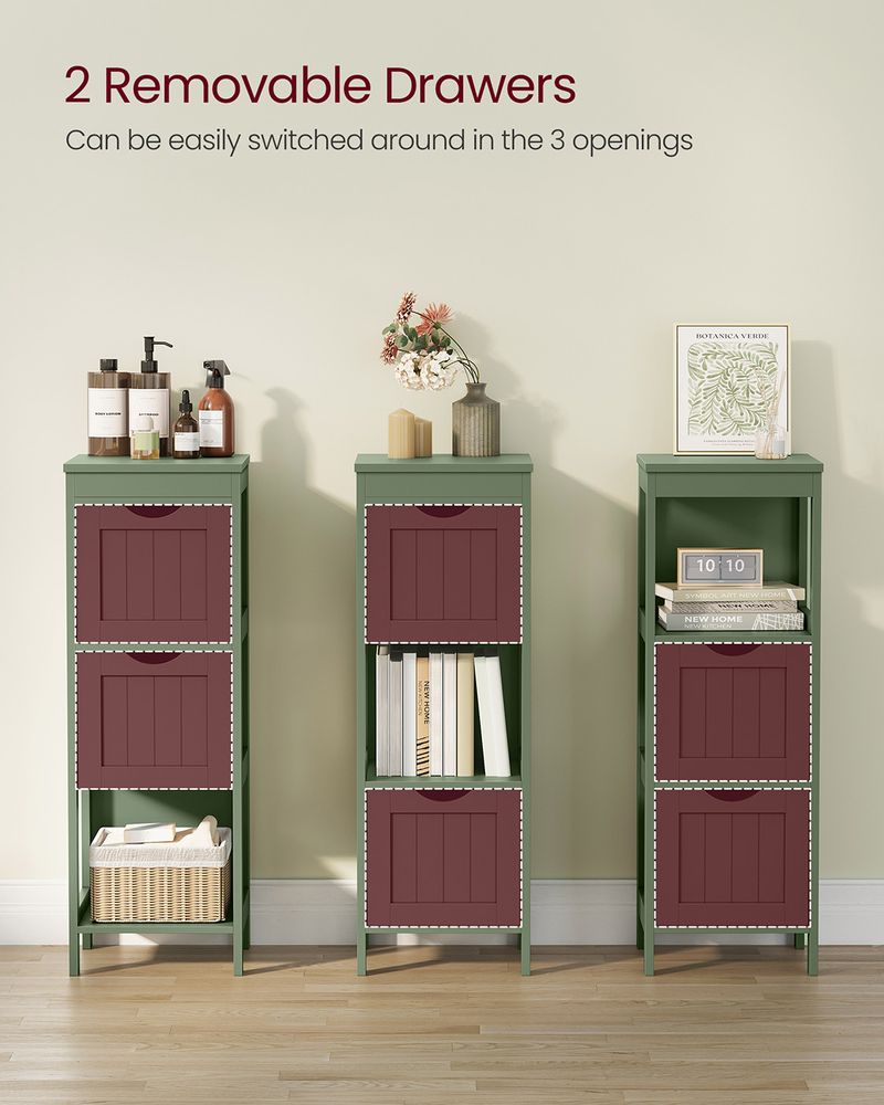 Bathroom Floor Cabinet - Slim With 2 Drawers - Freestanding Storage