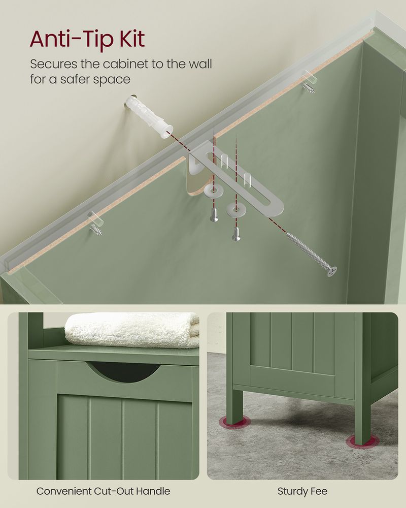 Bathroom Floor Storage Cabinet - Open Shelf - 2 Drawers Organizer