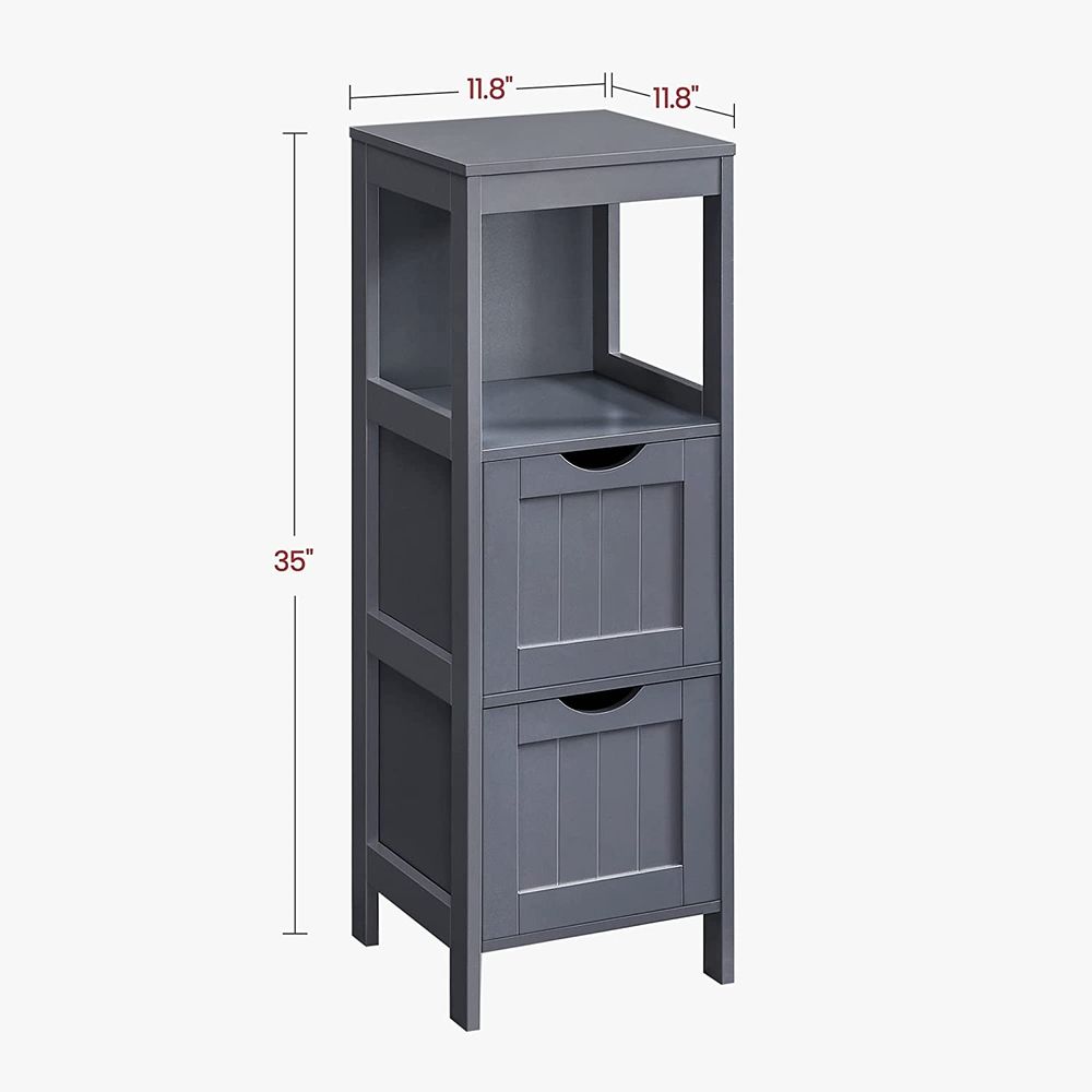 Bathroom Floor Cabinet - Slim With 2 Drawers - Freestanding Storage
