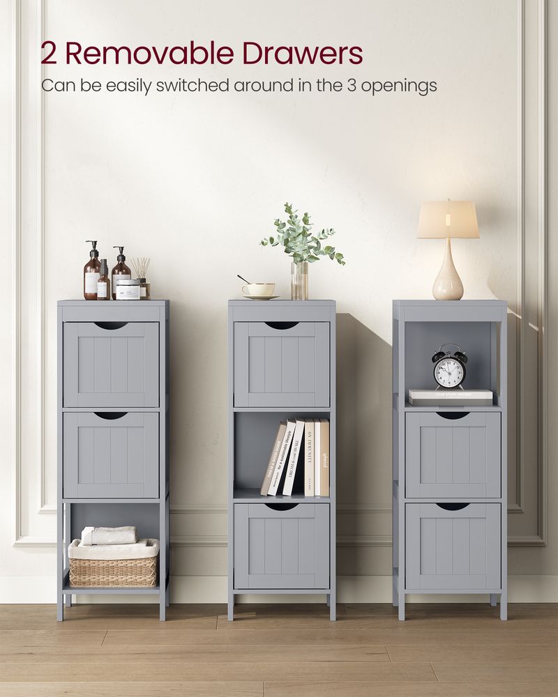 Bathroom Floor Cabinet - Slim With 2 Drawers - Freestanding Storage