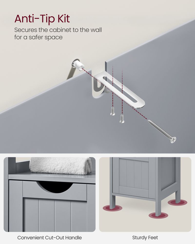 Bathroom Floor Cabinet - Slim With 2 Drawers - Freestanding Storage