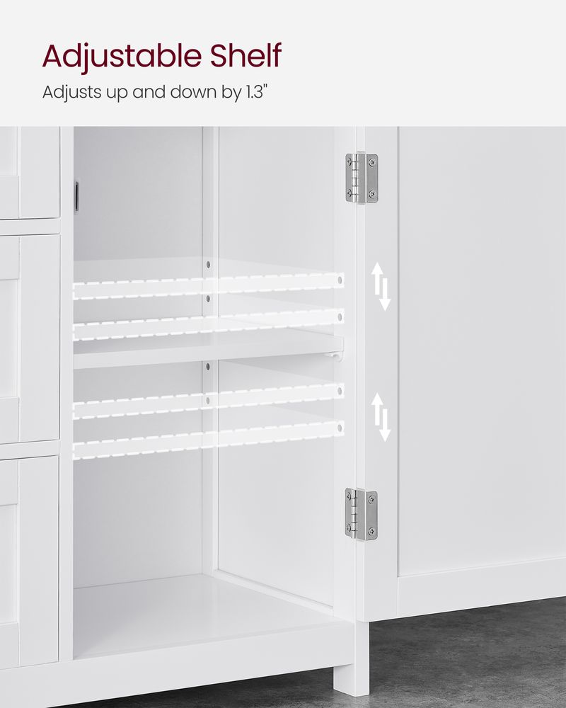 Bathroom Floor Storage Cabinet - 3 Drawers - Adjustable Shelf