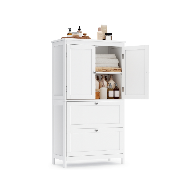 Bathroom Floor Storage Cabinet – 2 Drawers & 2 Doors – Adjustable Shelf