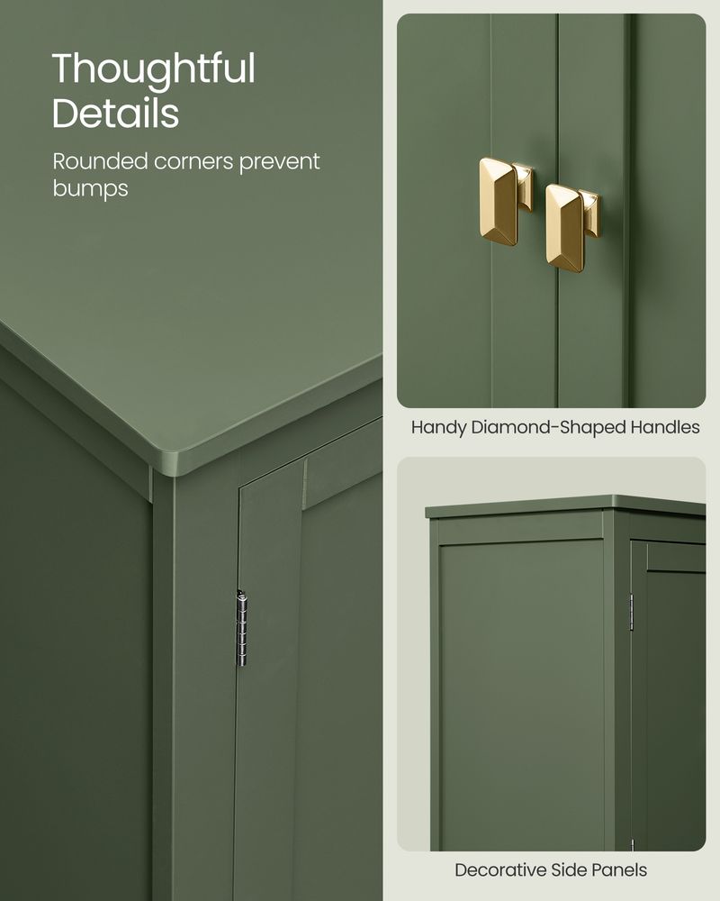 Bathroom Floor Storage Cabinet - 4 Doors - Adjustable Shelves