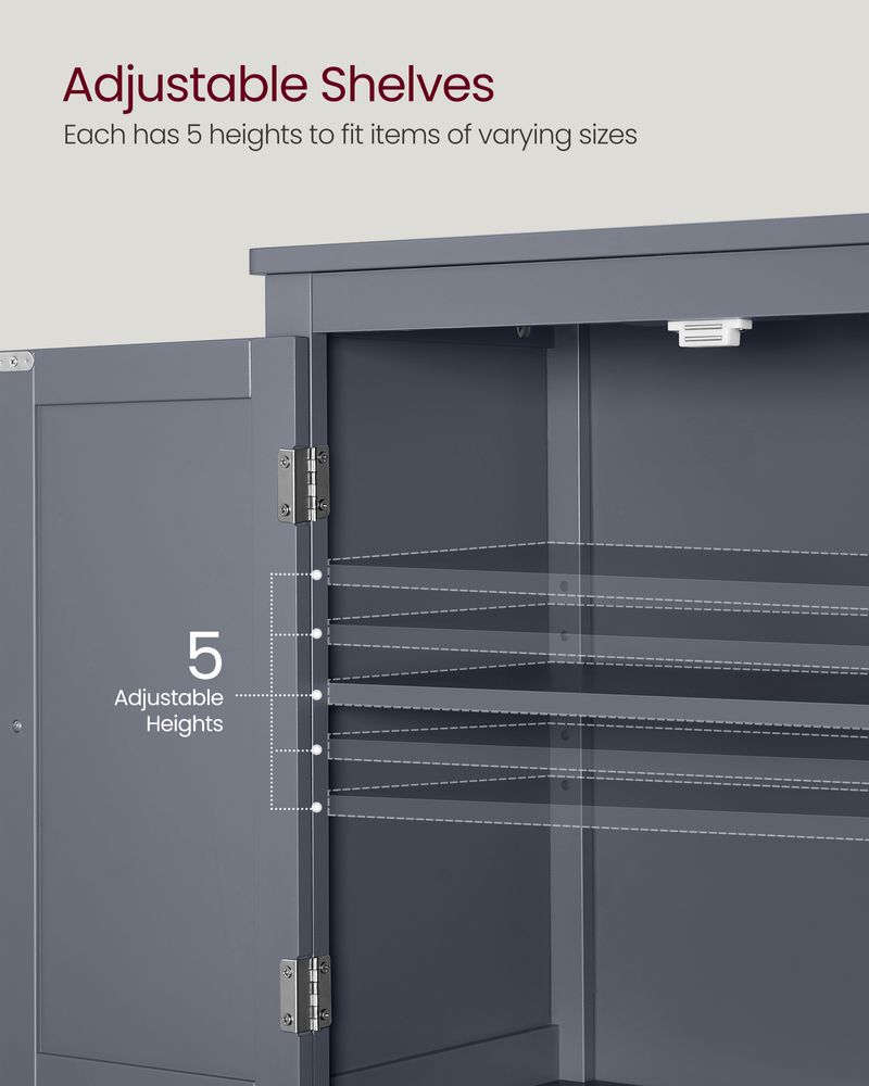 Bathroom Floor Storage Cabinet - 4 Doors - Adjustable Shelves