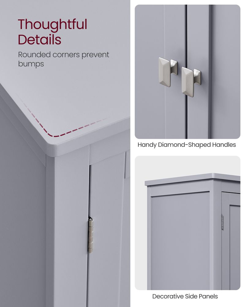 Bathroom Floor Storage Cabinet - 4 Doors - Adjustable Shelves