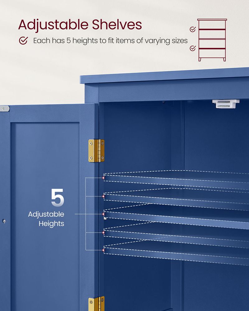 Bathroom Floor Storage Cabinet - 4 Doors - Adjustable Shelves