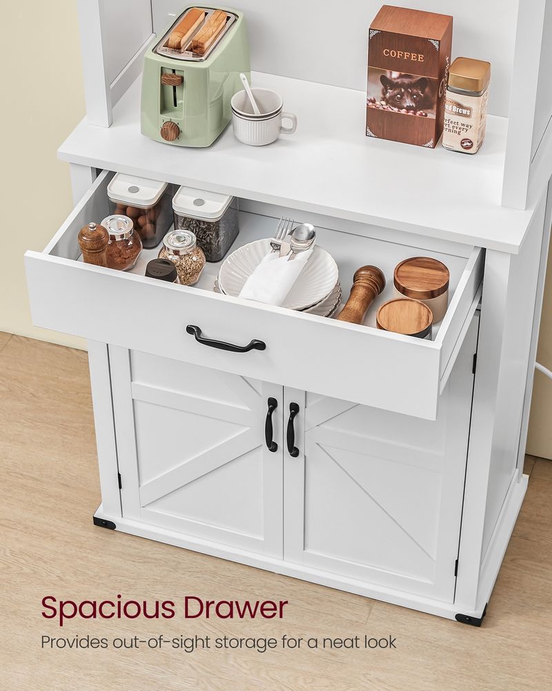 71 Inch Pantry Cabinet With Lights Charging Station Adjustable Shelves