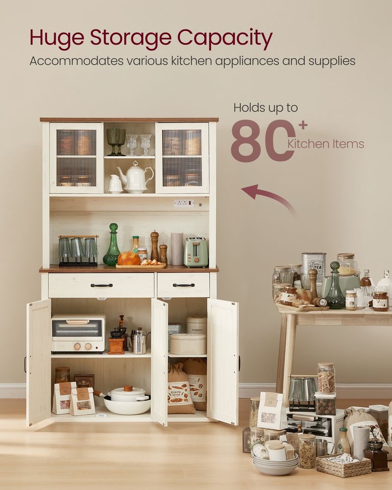 Pantry Cabinet – Charging Station & Lights – Farmhouse Kitchen Storage
