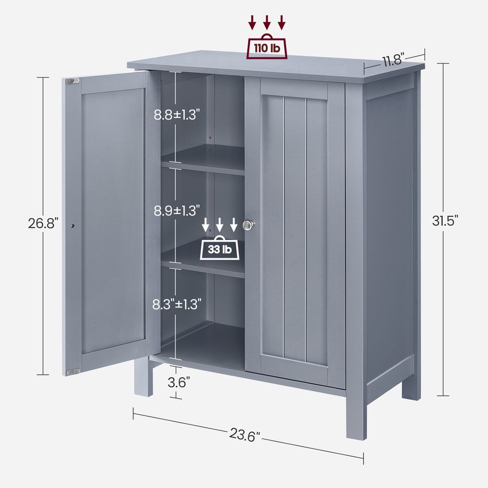Bathroom Storage Cabinet - 2 Adjustable Shelves - Freestanding