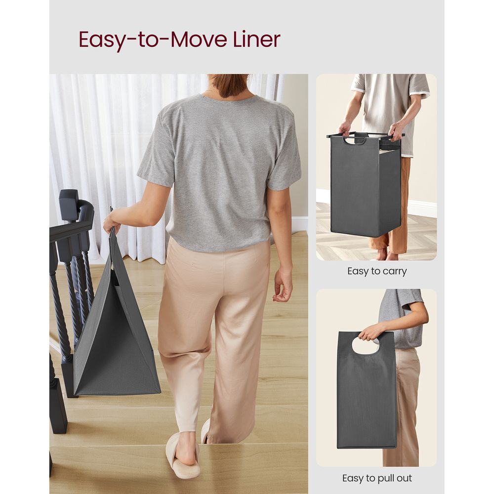Laundry Hamper With Pull Out Removable Bags 2 Compartment Sorter