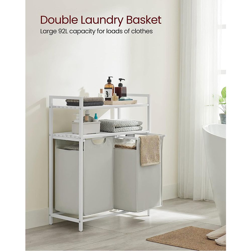 Laundry Hamper With Pull Out Removable Bags 2 Compartment Sorter