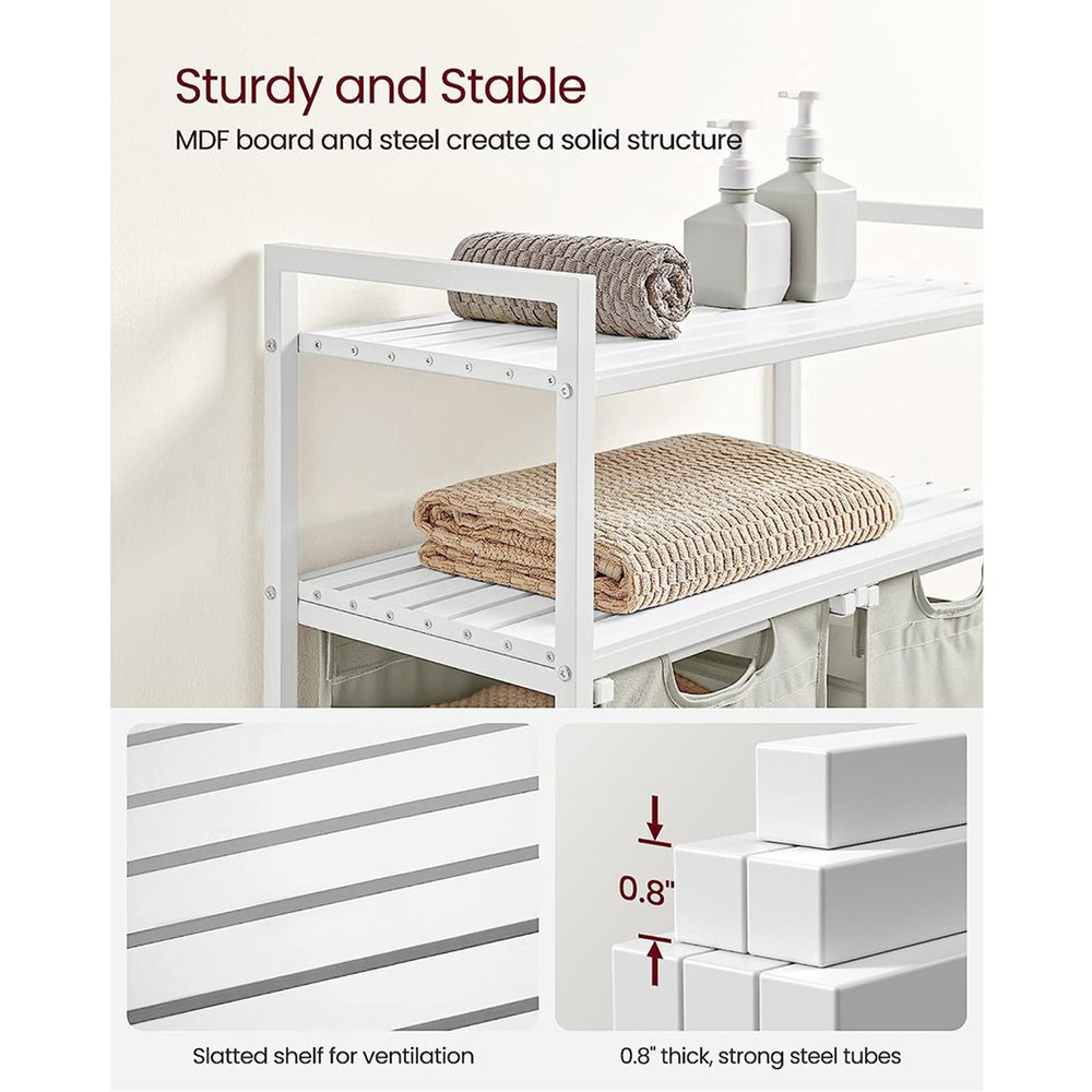 Laundry Hamper With Pull Out Removable Bags 2 Compartment Sorter