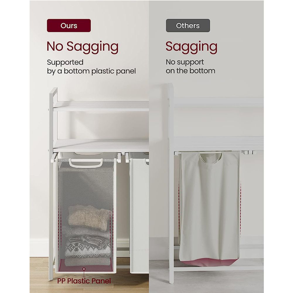 Laundry Hamper With Pull Out Removable Bags 2 Compartment Sorter