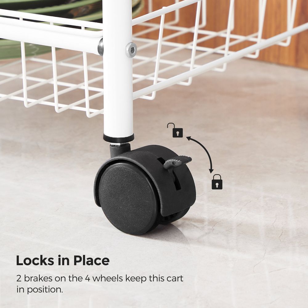 Metal Rolling Cart - 3 Tier - With Baskets And Wheels