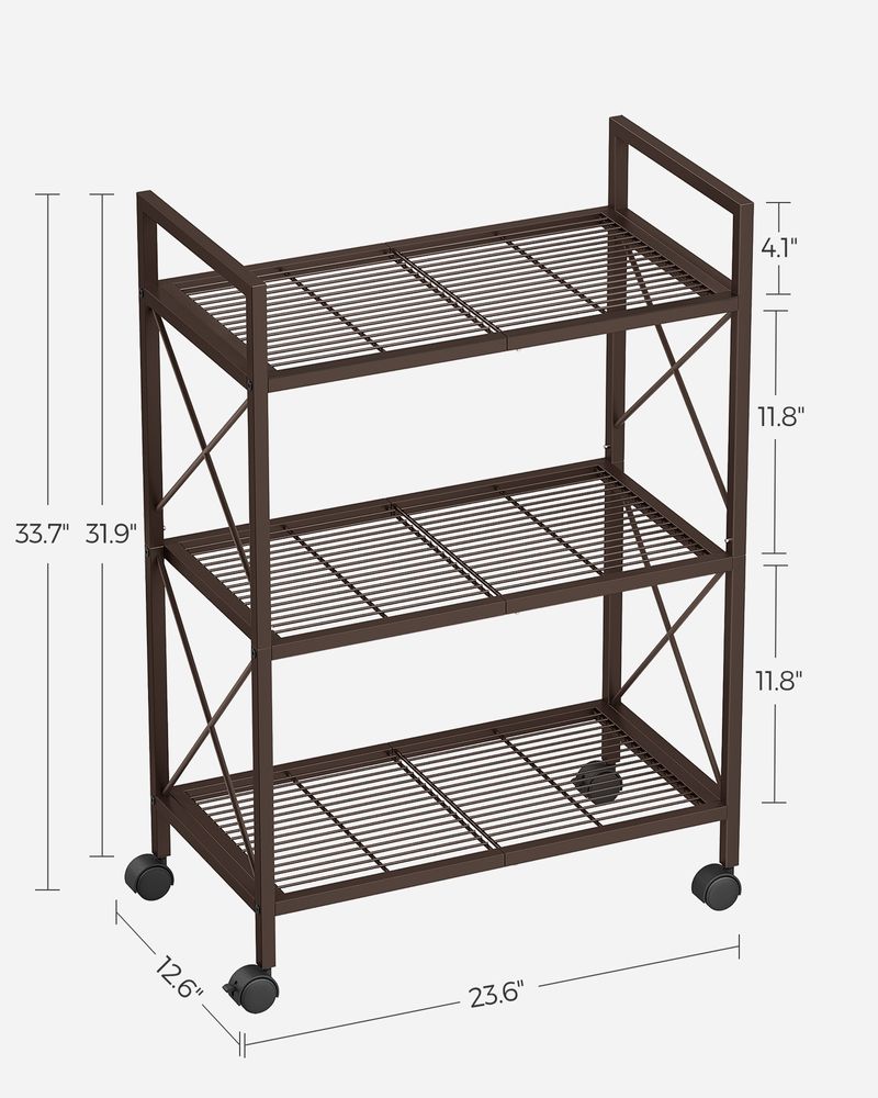 Metal Storage Rack - 3 Tier - With Wheels Or Adjustable Feet