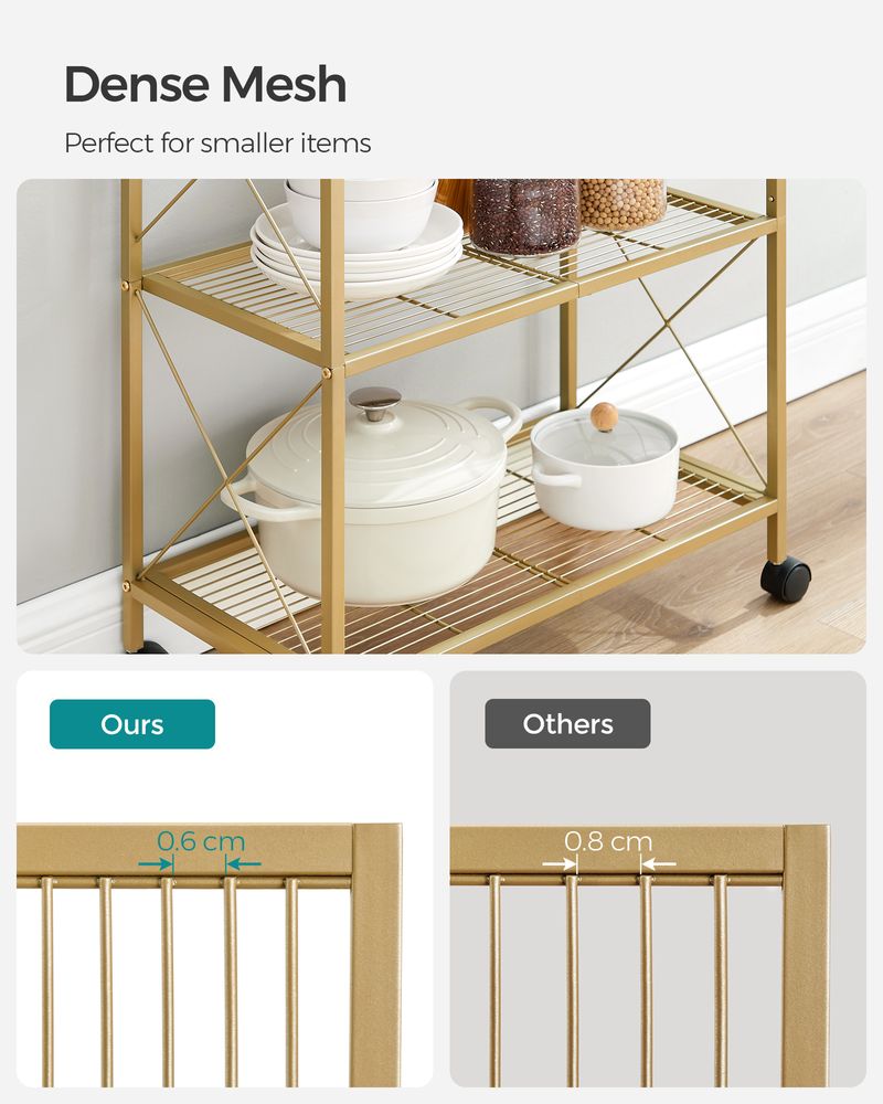 Metal Storage Rack - 3 Tier - With Wheels Or Adjustable Feet
