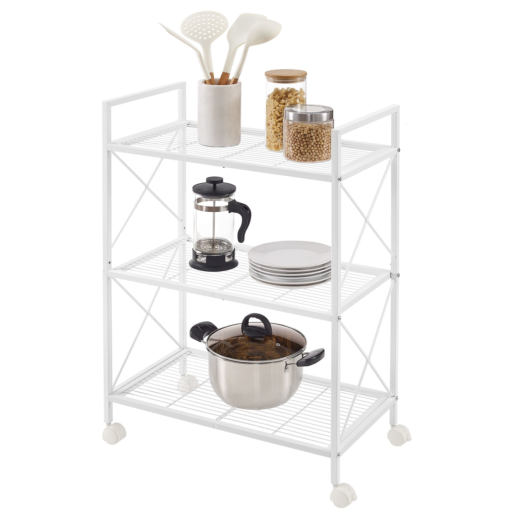 Metal Storage Rack - 3 Tier - With Wheels Or Adjustable Feet