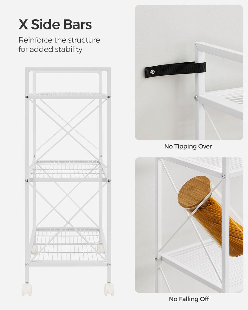 Metal Storage Rack - 3 Tier - With Wheels Or Adjustable Feet