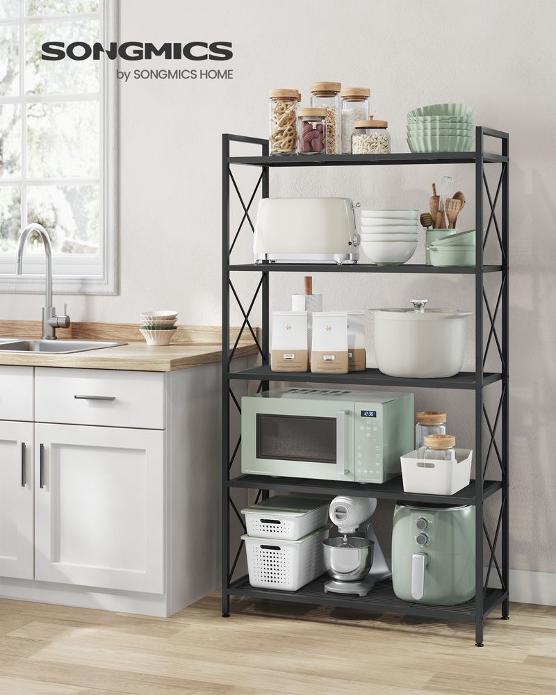 Metal Storage Rack - 5 Tier - X Side Frame Shelving Unit