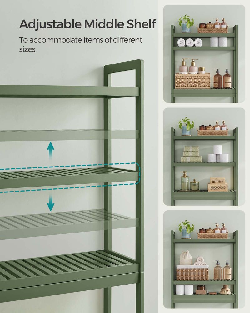 Over The Toilet Storage Shelf - 3 Tier Bamboo - Adjustable Bathroom Organizer