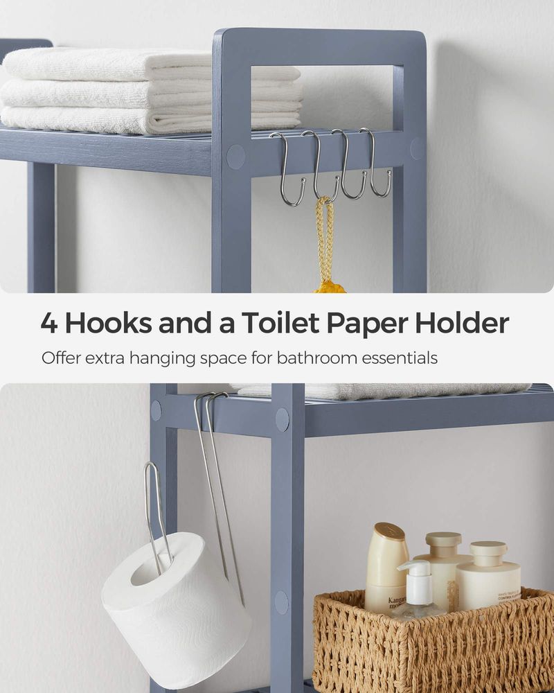 Over The Toilet Storage Shelf - 3 Tier Bamboo - Adjustable Bathroom Organizer