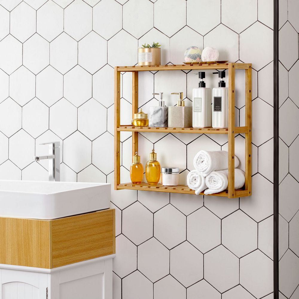 3-Tier Bamboo Bathroom Shelf – Adjustable Shelves – Wall Mount or Freestanding