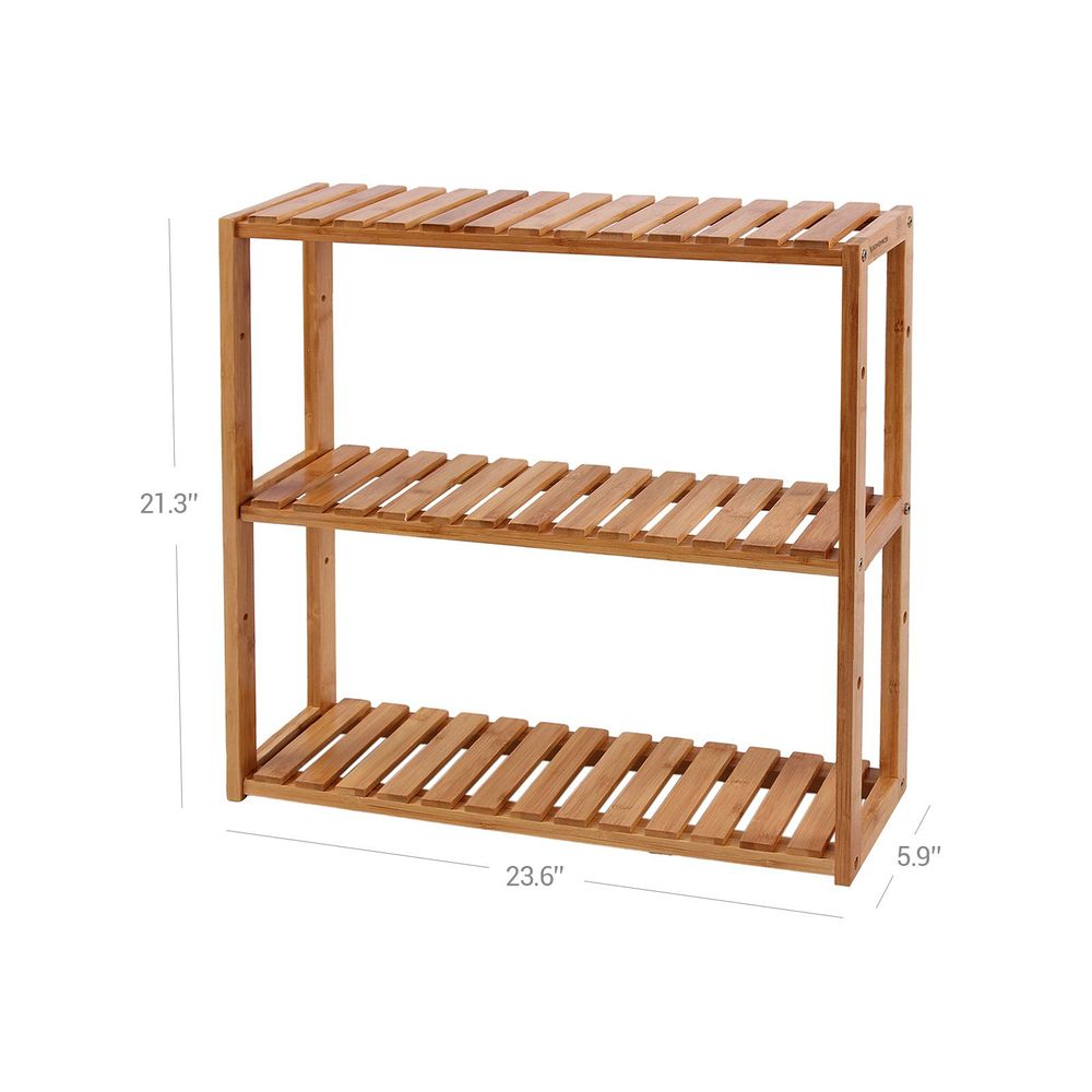 3-Tier Bamboo Bathroom Shelf – Adjustable Shelves – Wall Mount or Freestanding
