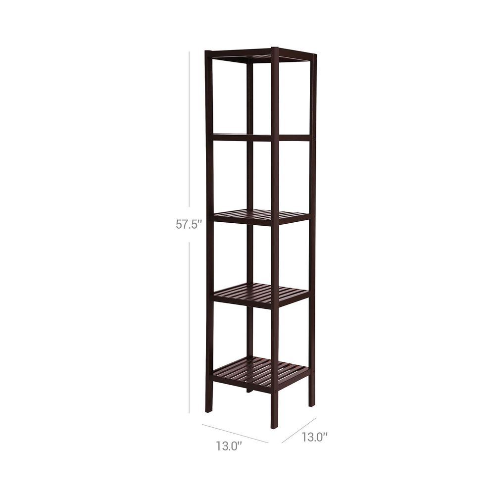 Bathroom Shelf - 5 Tier Bamboo - Slim Storage Rack