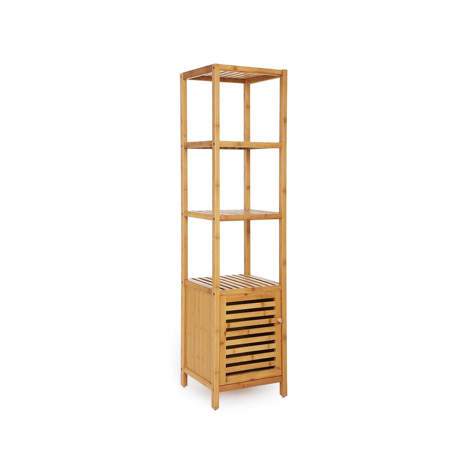 Bathroom Storage Floor Cabinet - 4 Tier Bamboo - Slim Freestanding