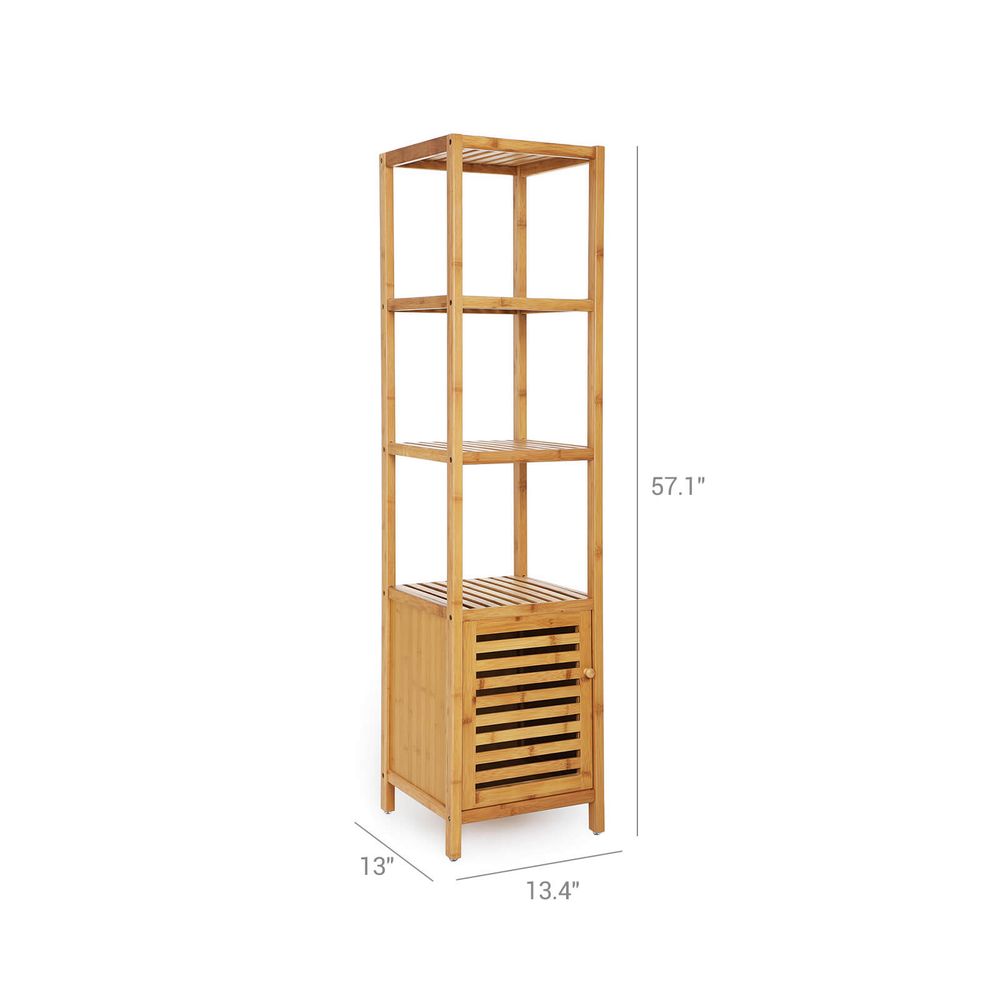 Bathroom Storage Floor Cabinet - 4 Tier Bamboo - Slim Freestanding