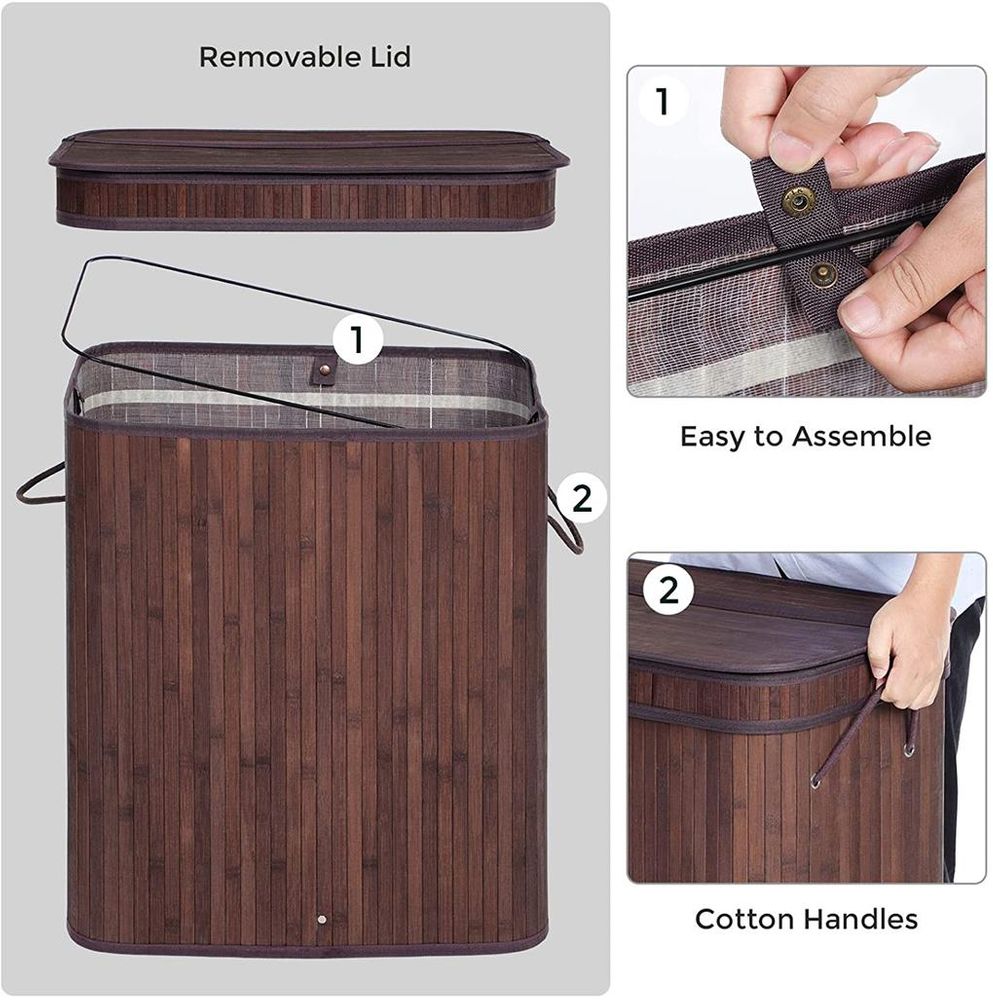 Laundry Hamper With Lid - Bamboo - 26.4 Gallon Capacity