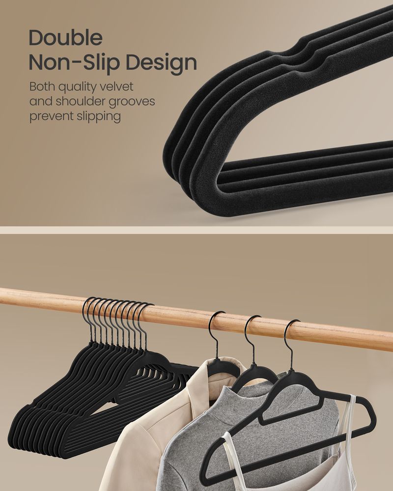 Velvet Clothes Hangers - Wardrobe Organizer - Set Of 30
