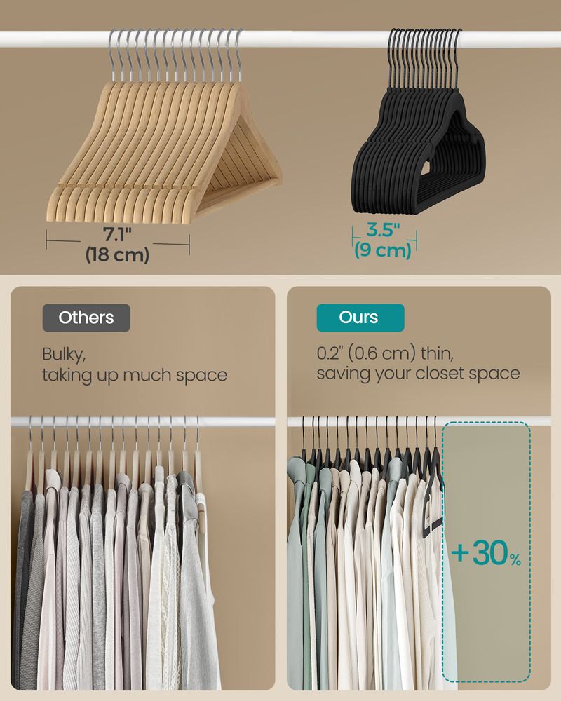 Velvet Clothes Hangers - Wardrobe Organizer - Set Of 30