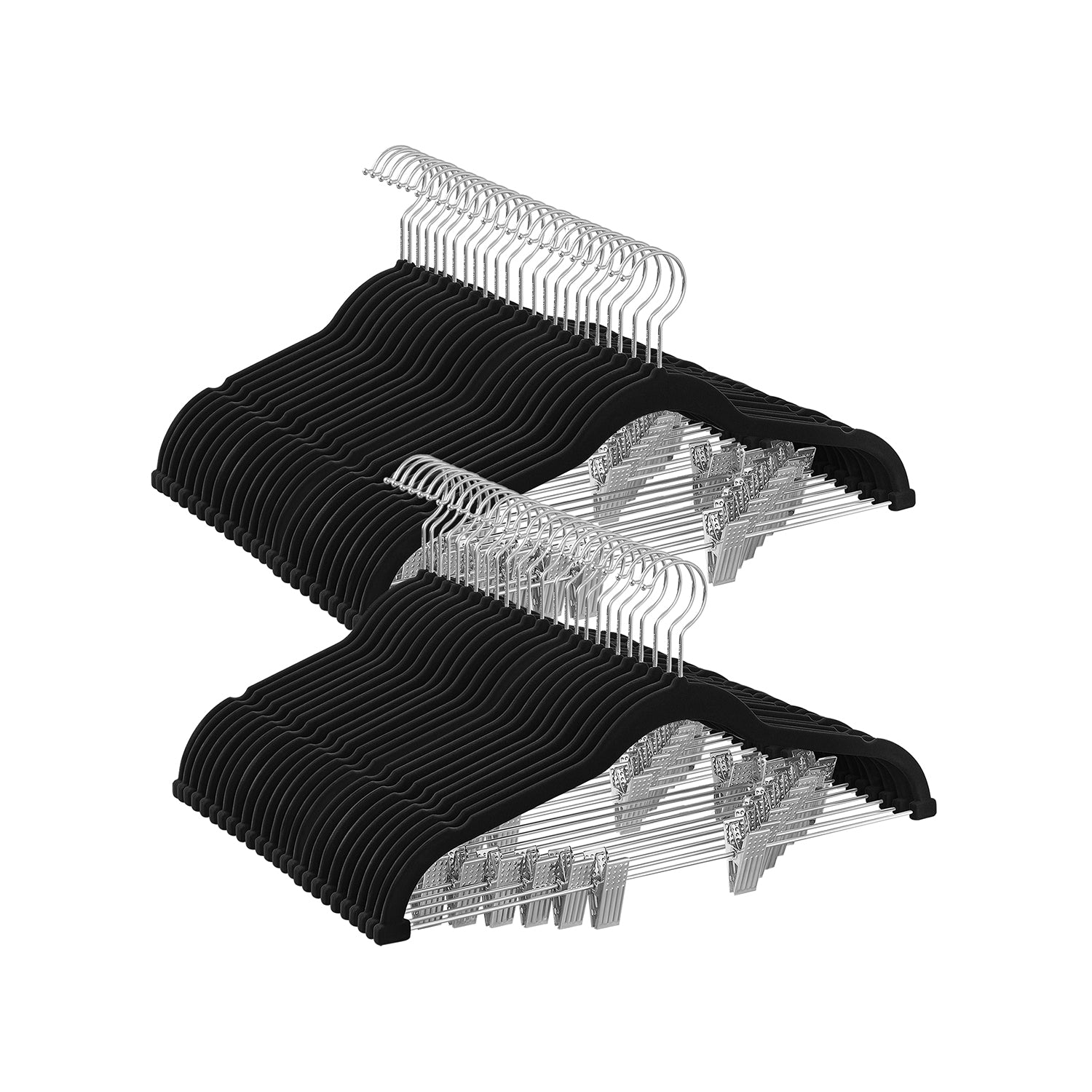 Pants Hangers - Velvet With Adjustable Clips - Set Of 30