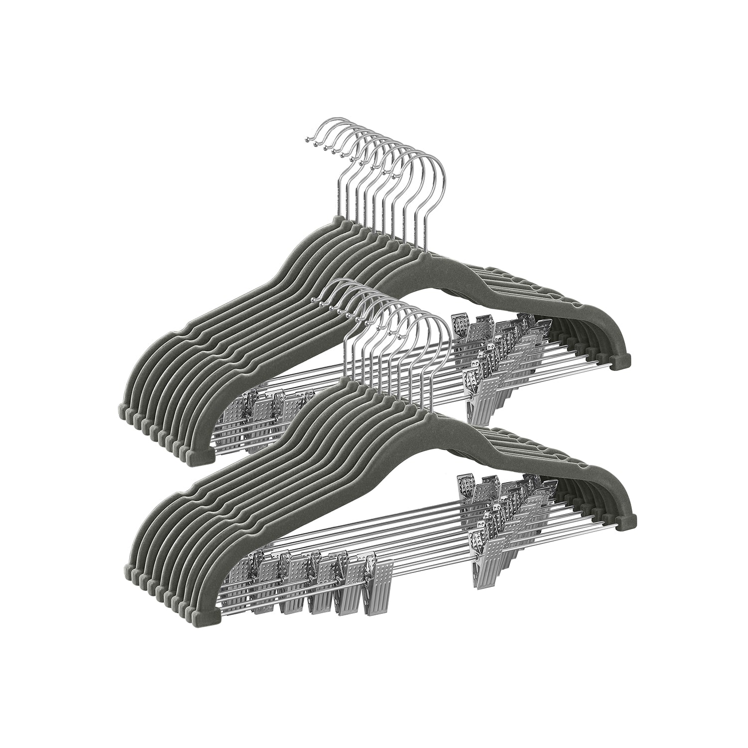 Pants Hangers - Velvet With Adjustable Clips - Set Of 30