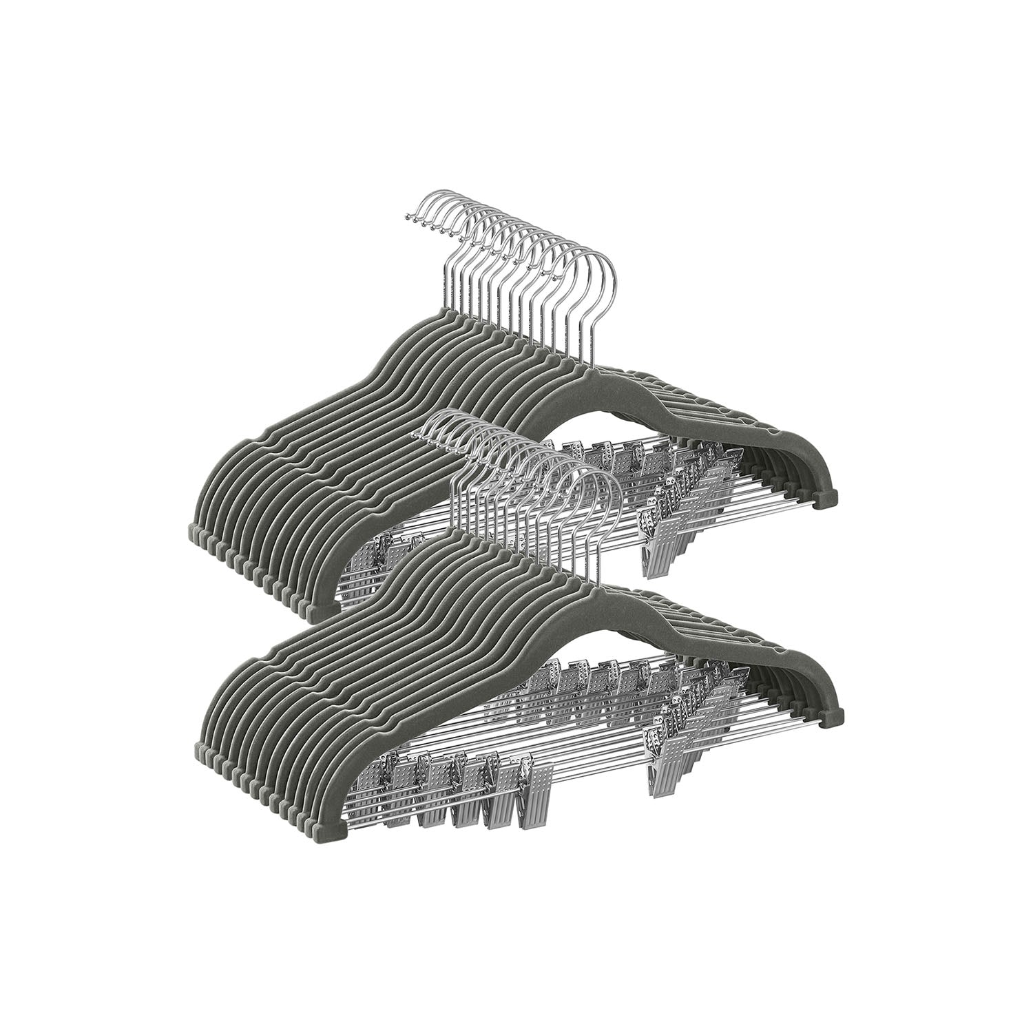 Pants Hangers - Velvet With Adjustable Clips - Set Of 30