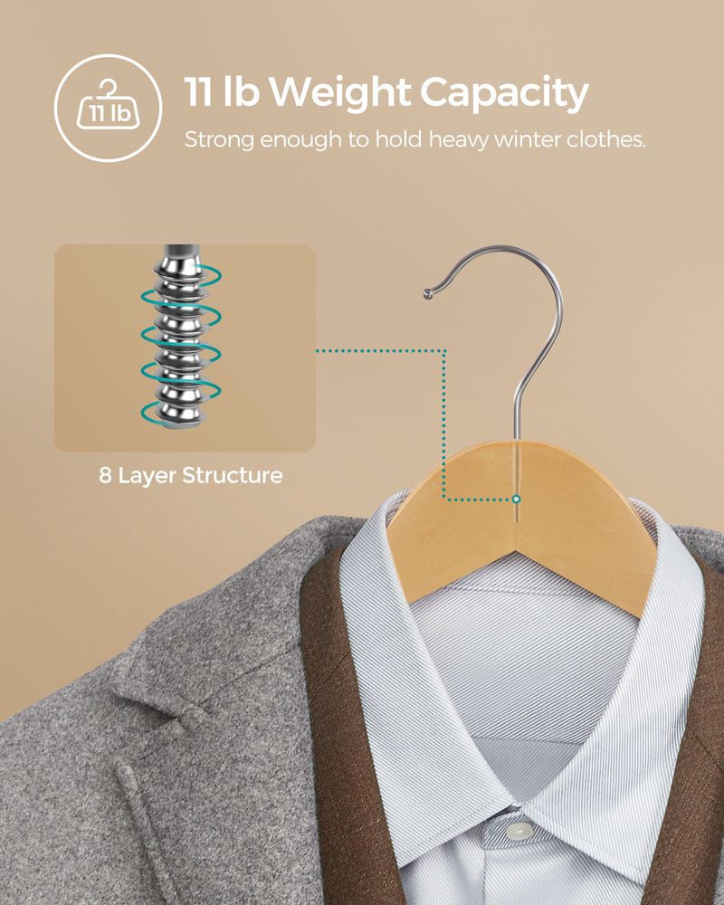 Wood Coat Hangers - Shoulder Notches - 360° Swivel - Set of 20