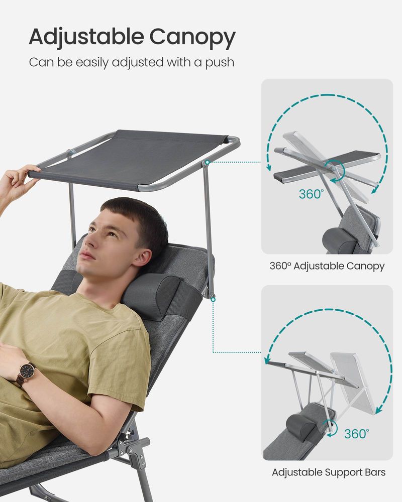 Patio Lounge Beach Chair With Mattress Adjustable Reclining Outdoor Chair
